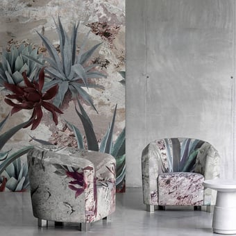Papier peint panoramique Desert Flowers Bordeaux Wall&decò