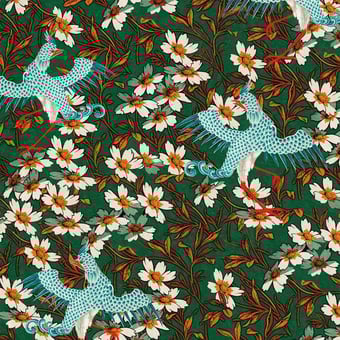 Chinoise Panel Blue. Green. Red. Turquoise Mindthegap