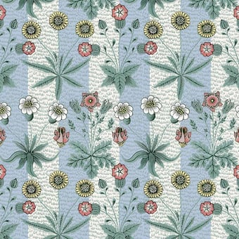 Daisy Stripe Panel Ether Blue House of Hackney