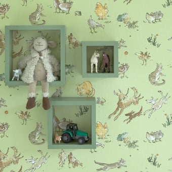 Papel pintado Quentin's Menagerie Turquoise Osborne and Little
