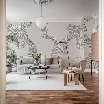 Papel pintado mural panorámico Stripes Graphite Graphite Rebel Walls