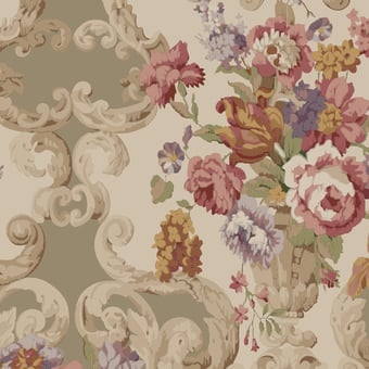 Tapete Floral Rococo Blue Mulberry