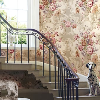 Floral Rococo Wallpaper Blue Mulberry