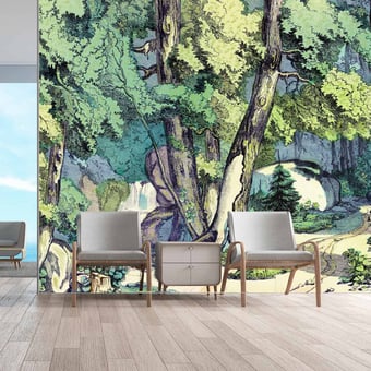 Papier peint panoramique Fond de Forêt 414x300 cm - 6 lés Maison Images d'Epinal