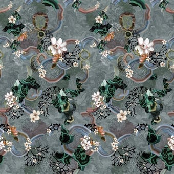 Papel pintado mural panorámico Algae Bloom Graphite Christian Lacroix
