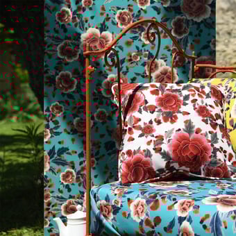 China Town Outdoor Fabric Aqua Jean Paul Gaultier