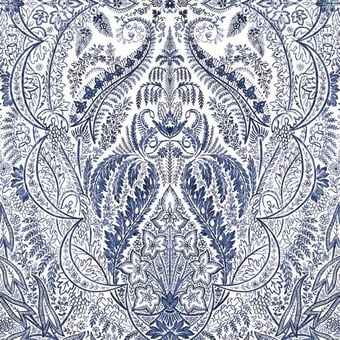 Jaipur Paisley Damask Panel Black White York Wallcoverings