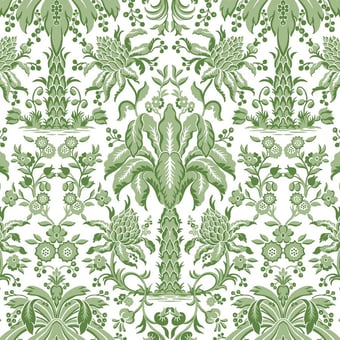 Palmetto Palm Damask Wallpaper Green York Wallcoverings