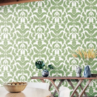Royal Fern Damask Wallpaper Green York Wallcoverings