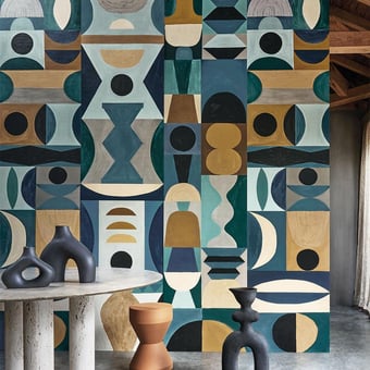 Carta da parati murale Modelage Bleu Celadon Casamance