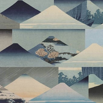 Yama No Hi I Panel Bleu & Rose Quinsaï