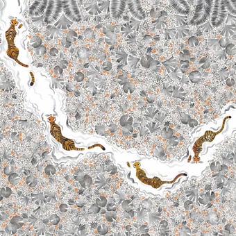 Carta da parati murale Tigres Gris 150x330 cm - 3 lés - Partie A Isidore Leroy