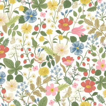 Strawberry Fields Wallpaper blue-gilver Rifle Paper Co.