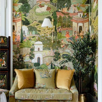 Papel pintado mural panorámico Gardens Of Jaipur Green Mindthegap