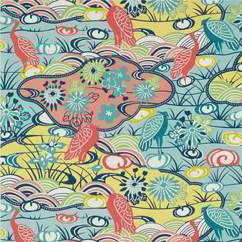 Heron Stream Wallpaper Soft blue Thibaut