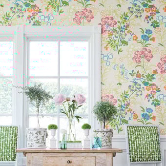Papel pintado Spring Garden Blue and White Thibaut