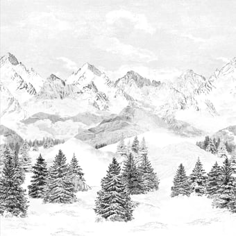 Papier peint panoramique Les Cimes 150x330 cm - 3 lés - côté droit Isidore Leroy