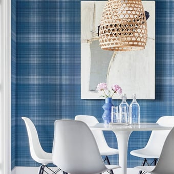 Inverness Wallpaper Navy and Green Thibaut
