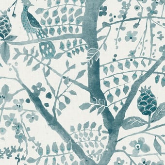 Peacock Block Print Wallpaper Berry York Wallcoverings