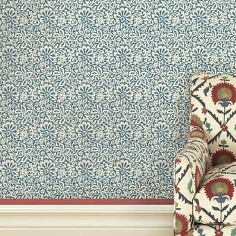 Flora Wallpaper Blue GP & J Baker