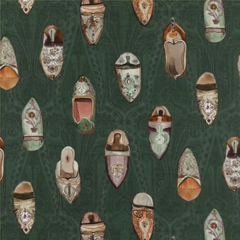 Babouches Fabric Emerald Mulberry