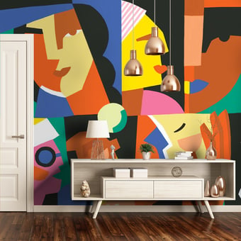 Papel pintado mural panorámico Amour Multicolore Multicolore Etoffe.com x Claire Prouvost