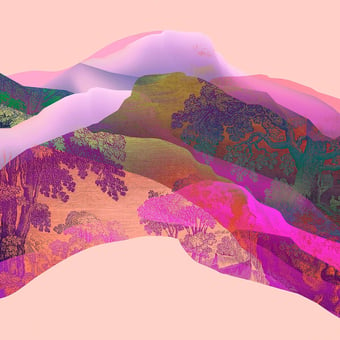 Papier peint panoramique Magic Mountain Pink Walls by Patel