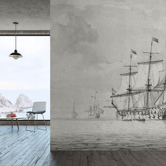 Papier peint panoramique On the Sea Blue Walls by Patel