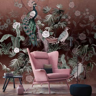 Peacock Island Panel Aubergine Walls by Patel