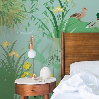 Carta da parati murale Etang Céladon 150x330 cm - 3 lés - Partie A Little Cabari