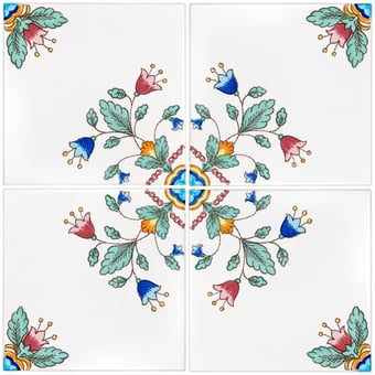 Piastrella Puteoli Bianco, Blu, Arancio, Verde Francesco De Maio