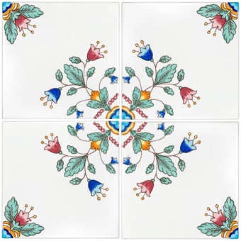 Puteoli Tile Bianco, Blu, Arancio, Verde Francesco De Maio