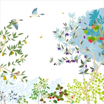 Carta da parati murale Verger 150x330 cm - 3 lés - Partie A Little Cabari