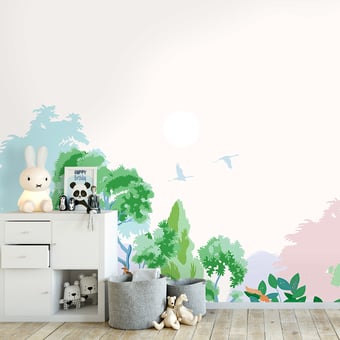 Carta da parati murale Clair Obscur Rose 150x330 cm - 3 lés - Partie B Little Cabari