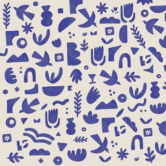 Papel pintado mural panorámico Découpes Fond Clair Bleu Etoffe.com x Claire Prouvost