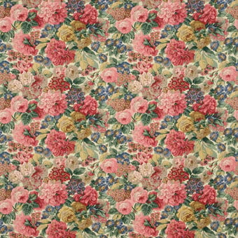 Rose and Peony 3 Fabric Red Sanderson