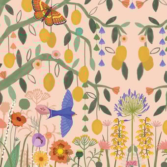 Papel pintado mural panorámico Campagne Multicolore Etoffe.com x Kate Merritt
