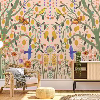 Papel pintado mural panorámico Campagne Multicolore Etoffe.com x Kate Merritt