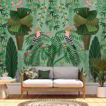 Papel pintado mural panorámico Les Vacances Multicolore Etoffe.com x Kate Merritt