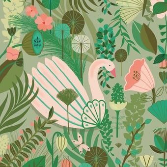 Papel pintado mural panorámico Rivière Multicolore Etoffe.com x Kate Merritt