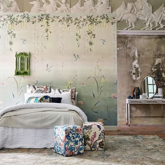 Carta da parati murale Water Garden Soft Jade/Pink Blossom Sanderson