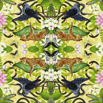 Wonderlust Tea Story Wallpaper Citron Clarke and Clarke