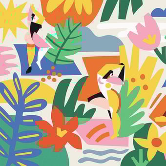 Carta da parati murale Un Après-Midi Au Lac Multicolore Etoffe.com x Claire Prouvost