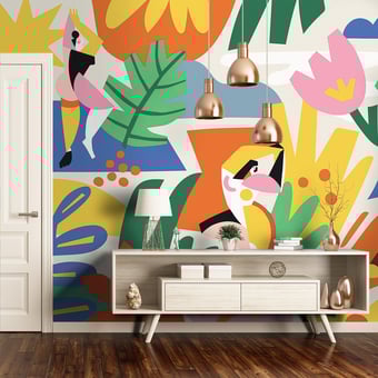Papel pintado mural panorámico Un Après-Midi Au Lac Multicolore Etoffe.com x Claire Prouvost