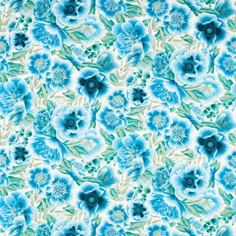 Marsha Cotton Satin Fabric Delft/Lagoon Harlequin