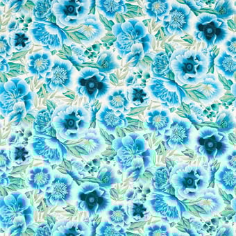 Tissu Marsha Cotton Satin Delft/Lagoon Harlequin