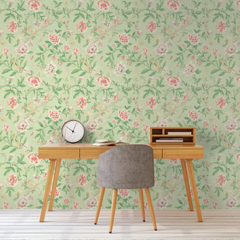 Porcelain Garden Wallpaper Rose/Fennel Sanderson