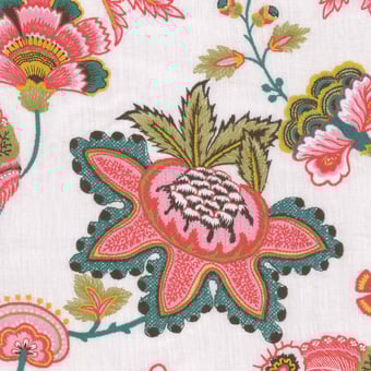 Midsummer Floral embroidered Fabric Taupe Mindthegap