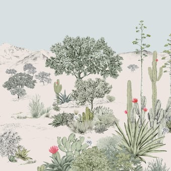 Papel pintado mural panorámico Succulentes Pastel 150x330 cm - 3 listones - lado izquierdo Isidore Leroy