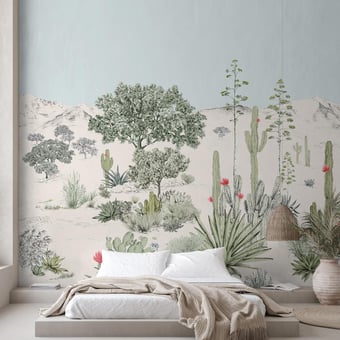 Papel pintado mural panorámico Succulentes Pastel 150x330 cm - 3 listones - lado izquierdo Isidore Leroy